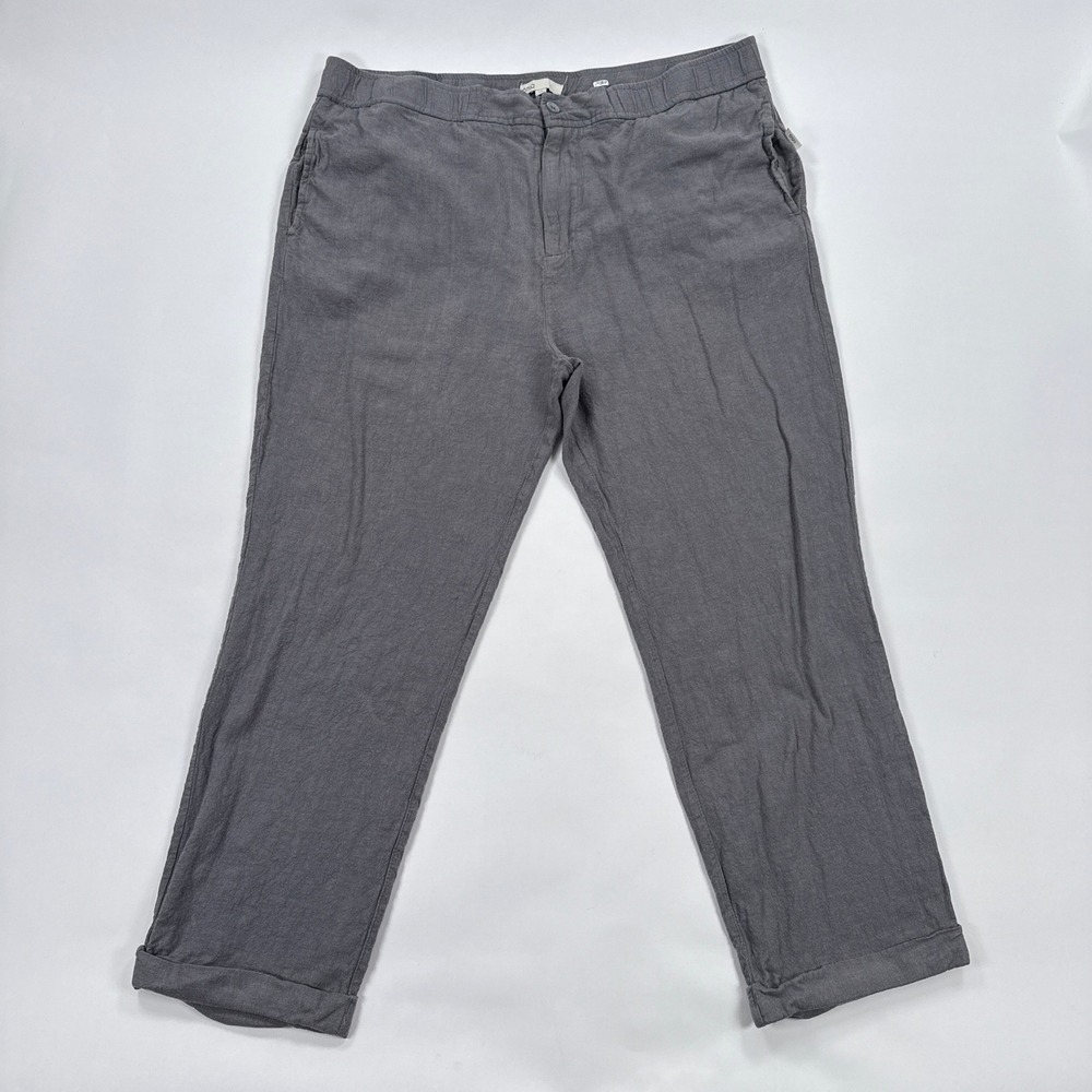 Onia Linen Blend Pants Mens XXL Grey Straight Leg Coastal Resort Summer Relaxed